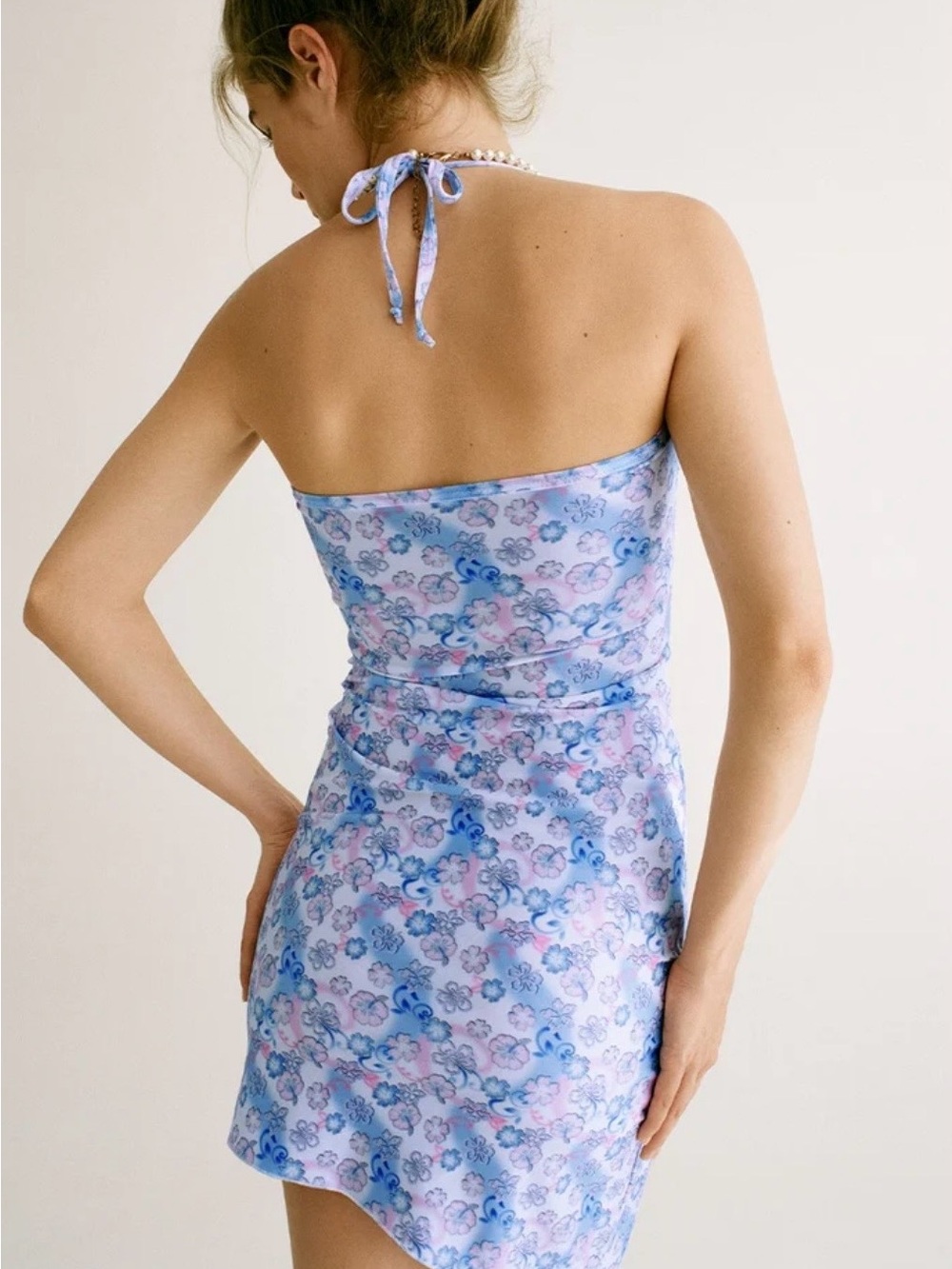 NWT Frankie’s Bikinis 310 Asymmetrical Shine Mini Dress Floral Size Small - Picture 2 of 10